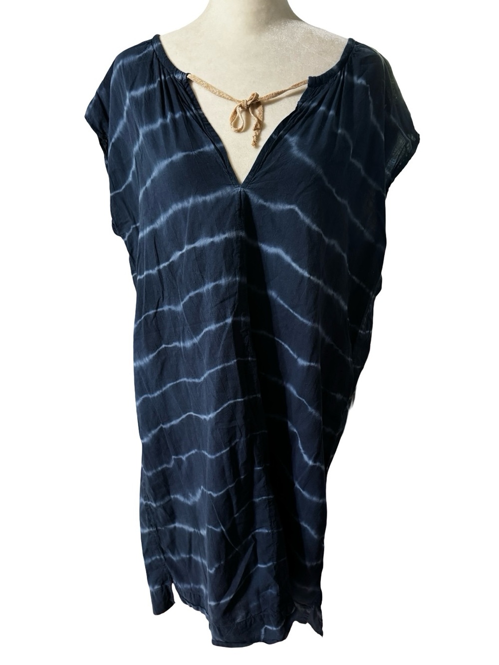 Hartford Navy and White Rope-Detail V-Neck Tunic